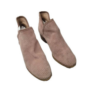 Lucky Brand Pink Baley Perforated Suede Boots/Booties